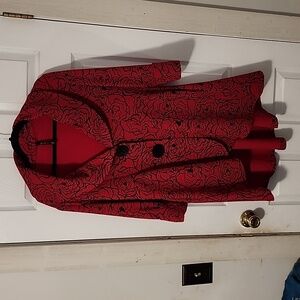 Stunning red and black IC by Connie K blazer/jacket.  Size medium.